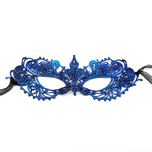 Maskerade Maske Sexy Spitze Masken Venezianischen Masquerade Maske Ball Maske Carneval Maske Dame Mädchen Halloween Abschlussball Karneval Kostümparty Cosplay Party Maske Kostüm Zubehör,Blau von Wambere