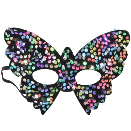 Pailletten Schmetterlingsmaske Damen Masquerade Maske Karneval Dekorationen Masken Weihnachtsmaske Cosplay Masken für Halloween Maskerade Party Fasching Karneval Abschlussball,Buntes A Pailletten Schmetterlingsmaske Damen Masquerade Maske Karneval Dekorationen Masken Weihnachtsmaske Cosplay Masken für Halloween Maskerade Party Fasching Karneval Abschlussball,Buntes A von Wambere