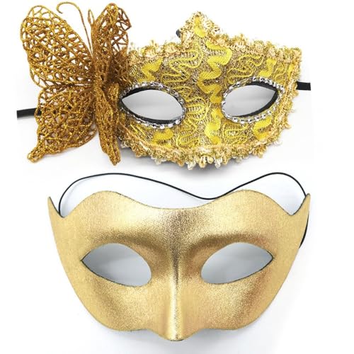 Wambere 1 Satz mit 2 Schmetterlings-Maske,Gothic Gesichtsmasken,Dekorative Augenmaske,Maskerade Paar Masken,Maskerade Maske Venezianische,für Halloween Karneval Party Kostüm Cosplay,Gold Wambere 1 Satz mit 2 Schmetterlings-Maske,Gothic Gesichtsmasken,Dekorative Augenmaske,Maskerade Paar Masken,Maskerade Maske Venezianische,für Halloween Karneval Party Kostüm Cosplay,Gold von Wambere
