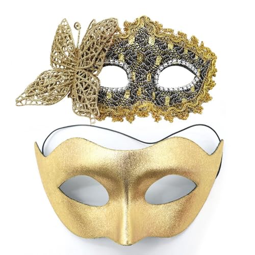 Wambere 1 Satz mit 2 Schmetterlings-Maske,Gothic Gesichtsmasken,Dekorative Augenmaske,Maskerade Paar Masken,Maskerade Maske Venezianische,für Halloween Karneval Party Kostüm Cosplay,Schwarz Gold Wambere 1 Satz mit 2 Schmetterlings-Maske,Gothic Gesichtsmasken,Dekorative Augenmaske,Maskerade Paar Masken,Maskerade Maske Venezianische,für Halloween Karneval Party Kostüm Cosplay,Schwarz Gold von Wambere