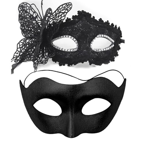 Wambere 1 Satz mit 2 Schmetterlings-Maske,Gothic Gesichtsmasken,Dekorative Augenmaske,Maskerade Paar Masken,Maskerade Maske Venezianische,für Halloween Karneval Party Kostüm Cosplay,Schwarz Wambere 1 Satz mit 2 Schmetterlings-Maske,Gothic Gesichtsmasken,Dekorative Augenmaske,Maskerade Paar Masken,Maskerade Maske Venezianische,für Halloween Karneval Party Kostüm Cosplay,Schwarz von Wambere
