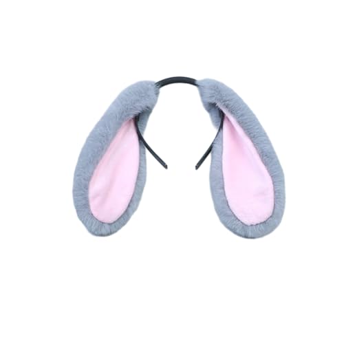 Wambere 1 Stück Haarreif mit Hasenohren Plüsch-Hasenohren Stirnband Kaninchen Ohren Stirnband Hasenohr Zubehör für Ostern Halloween Karneval Mottoparty Karneval Kostüm Zubehör Ostergeschenk,Grau A von Wambere