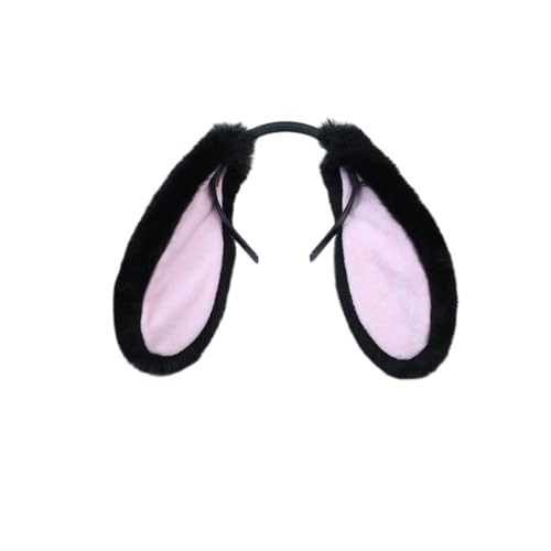 Wambere 1 Stück Haarreif mit Hasenohren Plüsch-Hasenohren Stirnband Kaninchen Ohren Stirnband Hasenohr Zubehör für Ostern Halloween Karneval Mottoparty Karneval Kostüm Zubehör Ostergeschenk,Schwarz A von Wambere