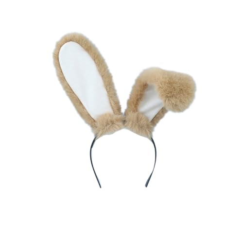 Wambere 1 Stück Haarreif mit Hasenohren Plüsch-Hasenohren Stirnband Kaninchen Ohren Stirnband Hasenohr Zubehör für Ostern Halloween Karneval Mottoparty Karneval Kostüm Zubehör Ostergeschenk,Camel B von Wambere