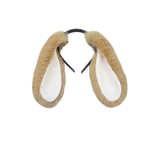 Wambere 1 Stück Haarreif mit Hasenohren Plüsch-Hasenohren Stirnband Kaninchen Ohren Stirnband Hasenohr Zubehör für Ostern Halloween Karneval Mottoparty Karneval Kostüm Zubehör Ostergeschenk,Camel A von Wambere