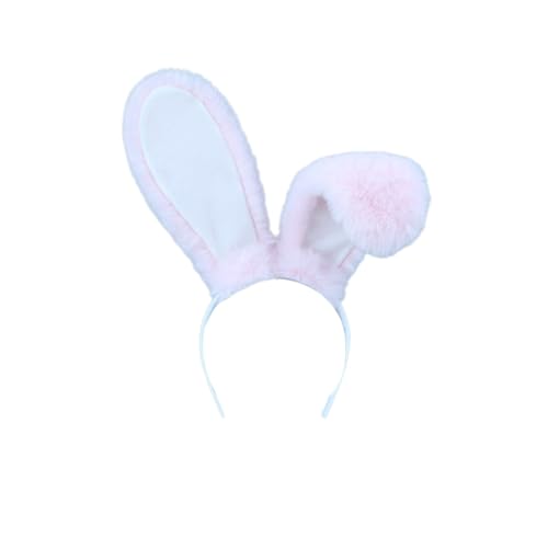 Wambere 1 Stück Haarreif mit Hasenohren Plüsch-Hasenohren Stirnband Kaninchen Ohren Stirnband Hasenohr Zubehör für Ostern Halloween Karneval Mottoparty Karneval Kostüm Zubehör Ostergeschenk,Rosa B von Wambere