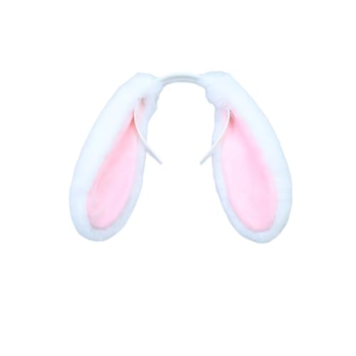 Wambere 1 Stück Haarreif mit Hasenohren Plüsch-Hasenohren Stirnband Kaninchen Ohren Stirnband Hasenohr Zubehör für Ostern Halloween Karneval Mottoparty Karneval Kostüm Zubehör Ostergeschenk,Weiß A von Wambere