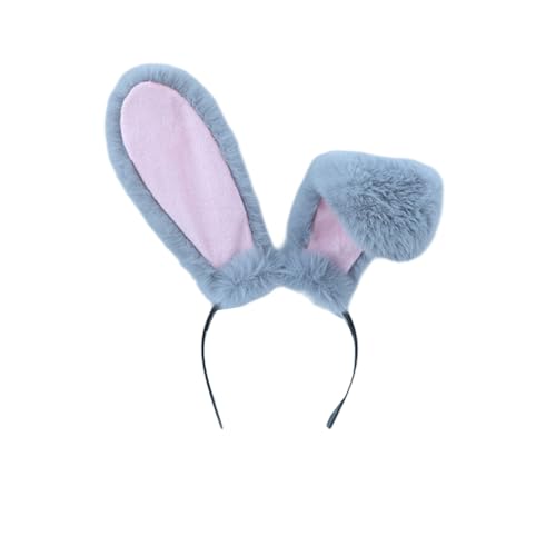 Wambere 1 Stück Haarreif mit Hasenohren Plüsch-Hasenohren Stirnband Kaninchen Ohren Stirnband Hasenohr Zubehör für Ostern Halloween Karneval Mottoparty Karneval Kostüm Zubehör Ostergeschenk,Grau B von Wambere