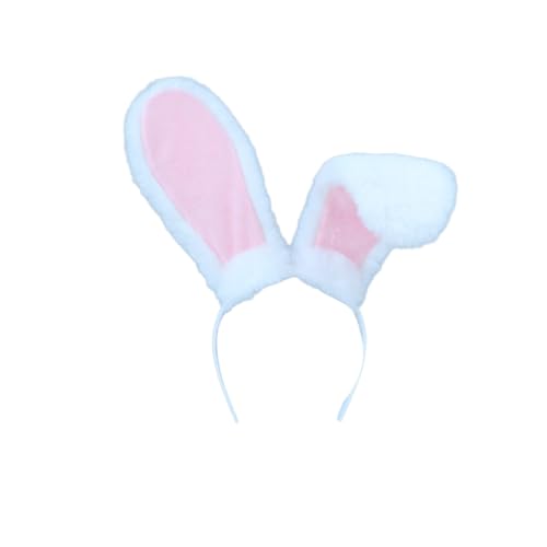 Wambere 1 Stück Haarreif mit Hasenohren Plüsch-Hasenohren Stirnband Kaninchen Ohren Stirnband Hasenohr Zubehör für Ostern Halloween Karneval Mottoparty Karneval Kostüm Zubehör Ostergeschenk,Weiß B von Wambere