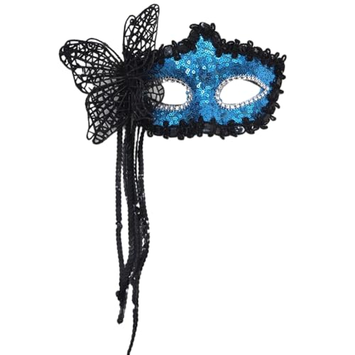 Wambere 1 Stück Schmetterlings-Quasten-Halbmaske,Maskenmaske mit Stock,Mardi Gras Deecorations,Venezianische Masken Augenmasken Maskenball Masken,für Kostümfeste Party Fasching Karneval,Blau B Wambere 1 Stück Schmetterlings-Quasten-Halbmaske,Maskenmaske mit Stock,Mardi Gras Deecorations,Venezianische Masken Augenmasken Maskenball Masken,für Kostümfeste Party Fasching Karneval,Blau B von Wambere