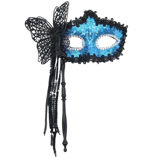 Wambere 1 Stück Schmetterlings-Quasten-Halbmaske,Maskenmaske mit Stock,Mardi Gras Deecorations,Venezianische Masken Augenmasken Maskenball Masken,für Kostümfeste Party Fasching Karneval,Blau D Wambere 1 Stück Schmetterlings-Quasten-Halbmaske,Maskenmaske mit Stock,Mardi Gras Deecorations,Venezianische Masken Augenmasken Maskenball Masken,für Kostümfeste Party Fasching Karneval,Blau D von Wambere
