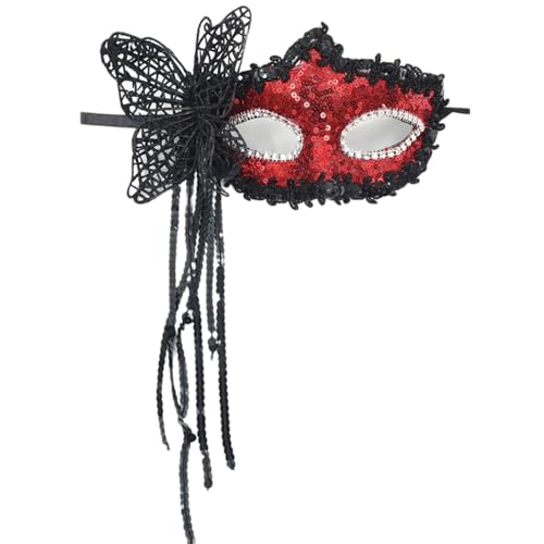 Wambere 2 Stück Schmetterlings-Quasten-Halbmaske,Maskenmaske mit Stock,Mardi Gras Deecorations,Venezianische Masken Augenmasken Maskenball Masken,für Kostümfeste Party Fasching Karneval,Rot B Wambere 2 Stück Schmetterlings-Quasten-Halbmaske,Maskenmaske mit Stock,Mardi Gras Deecorations,Venezianische Masken Augenmasken Maskenball Masken,für Kostümfeste Party Fasching Karneval,Rot B von Wambere