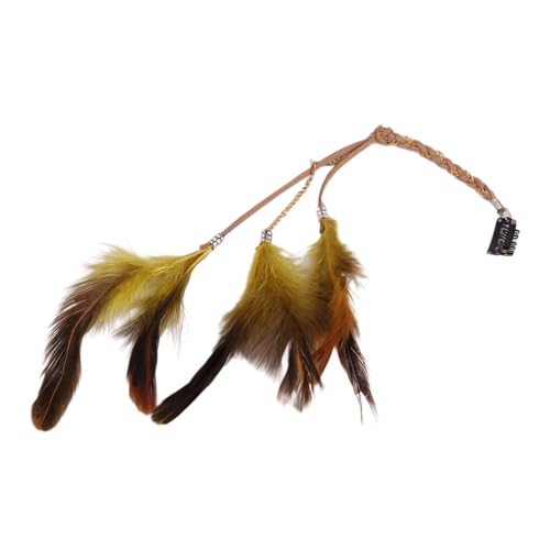 Wambere 4 Stück Federn Haarextensions Boho Federn Haarschmuck Clip Federquasten Kopfschmuck Federn Haarschmuck Haar Quaste Haarkette Haarspangen für Halloween Karneval Fasching Cosplay,Gelb von Wambere
