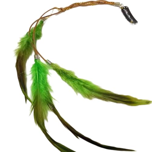 Wambere 4 Stück Federn Haarextensions Boho Federn Haarschmuck Clip Federquasten Kopfschmuck Federn Haarschmuck Haar Quaste Haarkette Haarspangen für Halloween Karneval Fasching Cosplay,Grün von Wambere