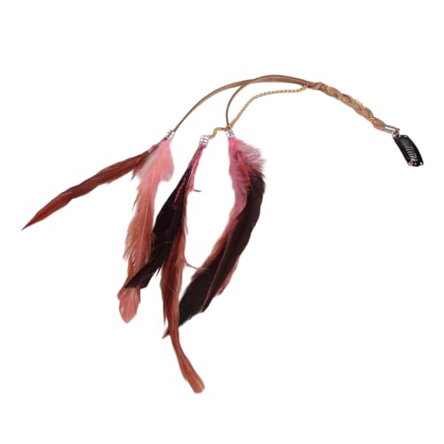 Wambere 4 Stück Federn Haarextensions Boho Federn Haarschmuck Clip Federquasten Kopfschmuck Federn Haarschmuck Haar Quaste Haarkette Haarspangen für Halloween Karneval Fasching Cosplay,Rosa von Wambere