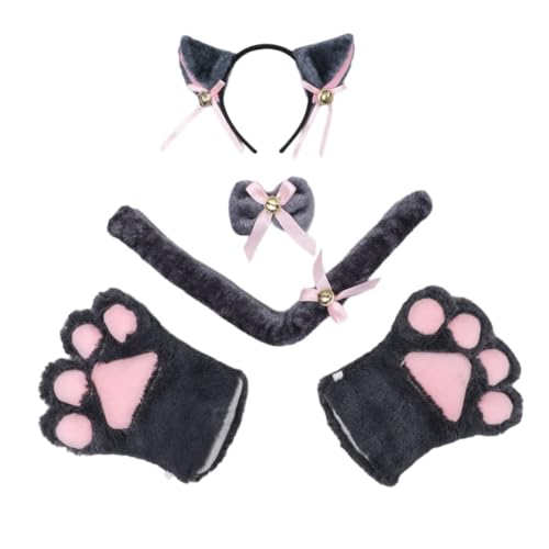 Wambere 5-teiliges Haarband Katzenkrallen-Set,Damen Stirnband Katzenohr Haarband Kostüm Haarspange Haarband Haarschmuck Cat Cosplay Kostüme Katzenpfoten Handschuhe für Halloween Rollenspiel,Grau Wambere 5-teiliges Haarband Katzenkrallen-Set,Damen Stirnband Katzenohr Haarband Kostüm Haarspange Haarband Haarschmuck Cat Cosplay Kostüme Katzenpfoten Handschuhe für Halloween Rollenspiel,Grau von Wambere