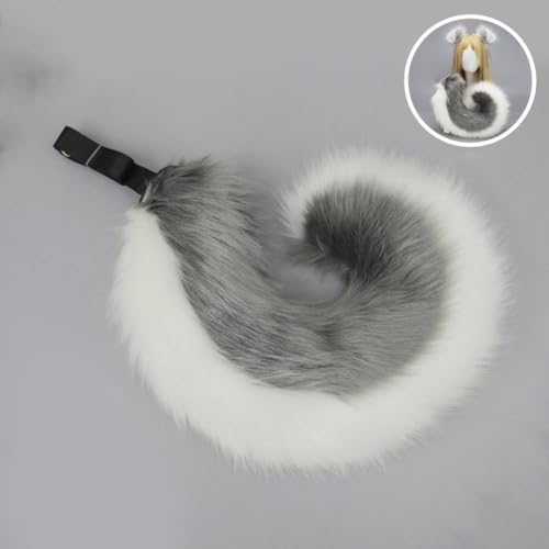 Wambere Hundeohren Haarband Kawaii Haarschmuck Cosplay Kopf Zubehör Hundeohr-Stirnband Kunstpelz Plüsch Ohren Schwanz Set für Damen Halloween Karneval Weihnachten Cosplay Party,Grau Weiß B Wambere Hundeohren Haarband Kawaii Haarschmuck Cosplay Kopf Zubehör Hundeohr-Stirnband Kunstpelz Plüsch Ohren Schwanz Set für Damen Halloween Karneval Weihnachten Cosplay Party,Grau Weiß B von Wambere