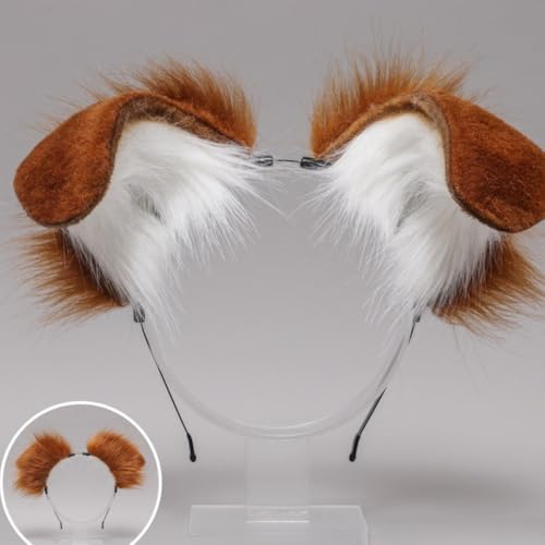Wambere Hundeohren Haarband Kawaii Haarschmuck Cosplay Kopf Zubehör Hundeohr-Stirnband Kunstpelz Plüsch Ohren Schwanz Set für Damen Halloween Karneval Weihnachten Cosplay Party,Kamel Weiß A Wambere Hundeohren Haarband Kawaii Haarschmuck Cosplay Kopf Zubehör Hundeohr-Stirnband Kunstpelz Plüsch Ohren Schwanz Set für Damen Halloween Karneval Weihnachten Cosplay Party,Kamel Weiß A von Wambere