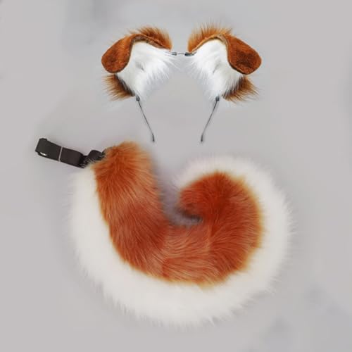 Wambere Hundeohren Haarband Kawaii Haarschmuck Cosplay Kopf Zubehör Hundeohr-Stirnband Kunstpelz Plüsch Ohren Schwanz Set für Damen Halloween Karneval Weihnachten Cosplay Party,Kamel Weiß C Wambere Hundeohren Haarband Kawaii Haarschmuck Cosplay Kopf Zubehör Hundeohr-Stirnband Kunstpelz Plüsch Ohren Schwanz Set für Damen Halloween Karneval Weihnachten Cosplay Party,Kamel Weiß C von Wambere
