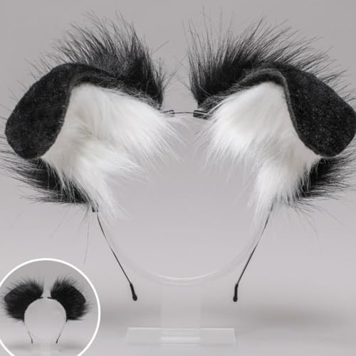 Wambere Hundeohren Haarband Kawaii Haarschmuck Cosplay Kopf Zubehör Hundeohr-Stirnband Kunstpelz Plüsch Ohren Schwanz Set für Damen Halloween Karneval Weihnachten Cosplay Party,Schwarz Weiß A Wambere Hundeohren Haarband Kawaii Haarschmuck Cosplay Kopf Zubehör Hundeohr-Stirnband Kunstpelz Plüsch Ohren Schwanz Set für Damen Halloween Karneval Weihnachten Cosplay Party,Schwarz Weiß A von Wambere