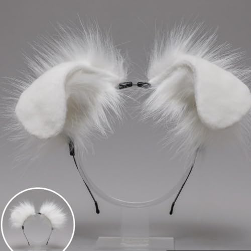 Wambere Hundeohren Haarband Kawaii Haarschmuck Cosplay Kopf Zubehör Hundeohr-Stirnband Kunstpelz Plüsch Ohren Schwanz Set für Damen Halloween Karneval Weihnachten Cosplay Party,Weiß A Wambere Hundeohren Haarband Kawaii Haarschmuck Cosplay Kopf Zubehör Hundeohr-Stirnband Kunstpelz Plüsch Ohren Schwanz Set für Damen Halloween Karneval Weihnachten Cosplay Party,Weiß A von Wambere