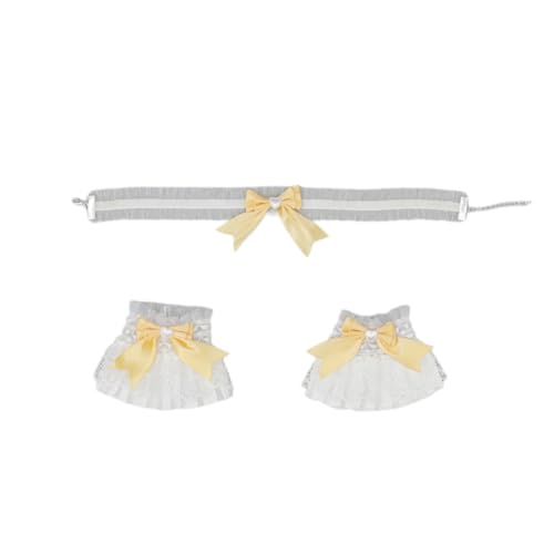 Wambere Katzenohren Haarreif Katzenschwanz Cosplay Set Stirnband Plüsch Ohren Haarspange Headwear Haarschmuck mit Schleife Haarnadel,für Damen Halloween Fasching Karneval Rollenspiel Kostüme,Gelb B von Wambere