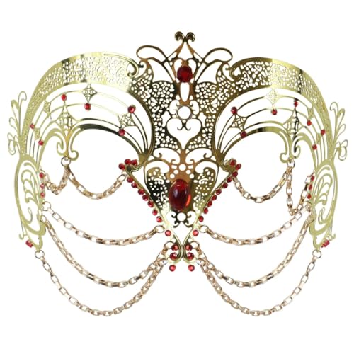 Wambere Maskerade-Maske Venezianische Metallmaske Strassquaste Maske Partymaske Halbgesichtsmaske Gesichtsdekoration für Karneval Cosplay Halloween Mottoparty Rollenspiel Abschlussball,Gold Wambere Maskerade-Maske Venezianische Metallmaske Strassquaste Maske Partymaske Halbgesichtsmaske Gesichtsdekoration für Karneval Cosplay Halloween Mottoparty Rollenspiel Abschlussball,Gold von Wambere