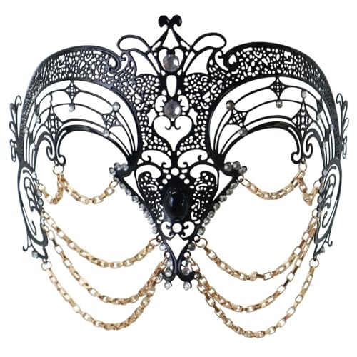 Wambere Maskerade-Maske Venezianische Metallmaske Strassquaste Maske Partymaske Halbgesichtsmaske Gesichtsdekoration für Karneval Cosplay Halloween Mottoparty Rollenspiel Abschlussball,Schwarzgold Wambere Maskerade-Maske Venezianische Metallmaske Strassquaste Maske Partymaske Halbgesichtsmaske Gesichtsdekoration für Karneval Cosplay Halloween Mottoparty Rollenspiel Abschlussball,Schwarzgold von Wambere