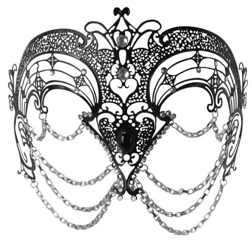 Wambere Maskerade-Maske Venezianische Metallmaske Strassquaste Maske Partymaske Halbgesichtsmaske Gesichtsdekoration für Karneval Cosplay Halloween Mottoparty Rollenspiel Abschlussball,Schwarzsilber Wambere Maskerade-Maske Venezianische Metallmaske Strassquaste Maske Partymaske Halbgesichtsmaske Gesichtsdekoration für Karneval Cosplay Halloween Mottoparty Rollenspiel Abschlussball,Schwarzsilber von Wambere