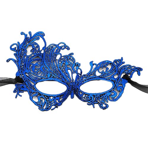 Wambere Masquerade Maske,Damen Maske Spitze Maskenmasken Spitze Maske Karneval Dekorationen Masken für Frauen Halloween-Kostüm Abendkleid Tanz Ball Party Cosplay Abschlussball Zubehör,Blau von Wambere