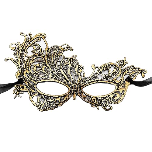 Wambere Masquerade Maske, Damen Spitze Maske für Karneval, Halloween-Kostüm, Abendkleid, Tanz Ball Party, Cosplay, Abschlussball Zubehör, Golden von Wambere