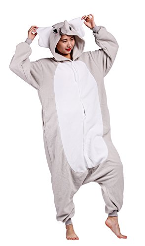 Wamvp Halloween Kostüme Jumpsuit Pyjama Schlafanzug Erwachsene Tier Unisex Grau - S von Wamvp