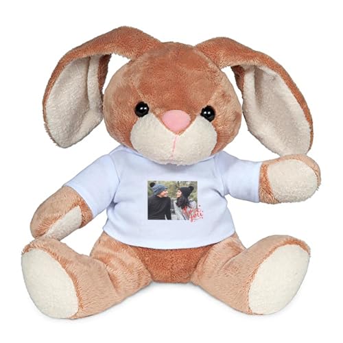 Wanapix Hase Kuscheltier Personalisierte mit Foto und Text | Plüschtier Valentinstag | Stofftier | originelles Geschenk | 14x19 cm | Love Photo von Wanapix