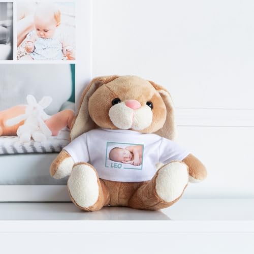 Wanapix Hase Kuscheltier Personalisierte mit Foto und Text | Plüschtier Valentinstag | Stofftier | originelles Geschenk | 14x19 cm von Wanapix