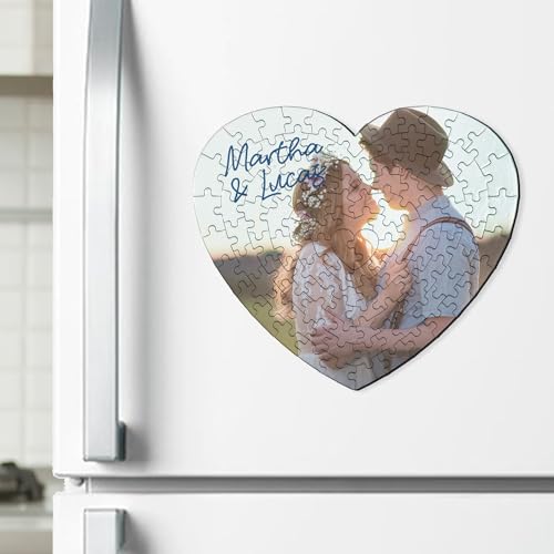 Wanapix | Magnetpuzzle Personalisiert mit Foto und Text | Herzpuzzle | 111 Teiles Imantadas | 30 x 26 cm |Originelles Geschenk zum Valentinstag von Wanapix