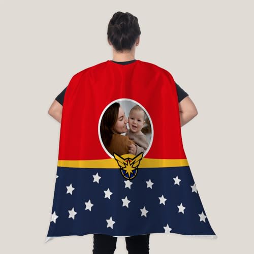 Wanapix | Personalisierter Superhelden-Umhang für Erwachsene | Wendbarer Umhang beidseitig personalisierbar | Lustiges Geschenk zum Muttertag | Super Woman (Foto) von Wanapix