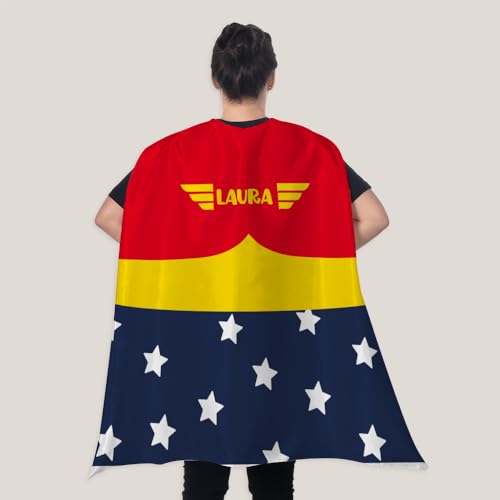 Wanapix | Personalisierter Superhelden-Umhang für Erwachsene | Wendbarer Umhang beidseitig personalisierbar | Lustiges Geschenk zum Muttertag | Super Woman (Name) von Wanapix