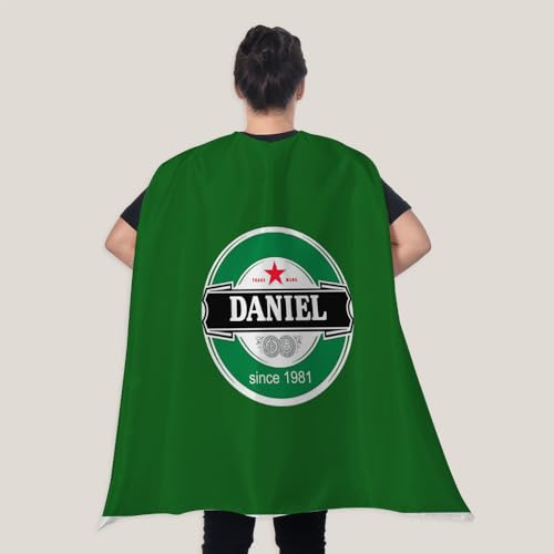 Wanapix | Personalisierter Superhelden-Umhang für Erwachsene | Wendbarer Umhang beidseitig personalisierbar | Lustiges Kostüm für Erwachsene | Bier (Name) von Wanapix