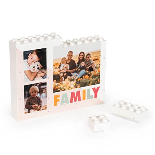 Wanapix | Puzzle Block Selbst Gestalten | Personalisiertes Block Puzzle mit Foto und Text | Kompatibel mit Legosteinen | Personalisiertes Fotopuzzle | Originelles Puzzle | 28 Teile XL | Weiss von Wanapix