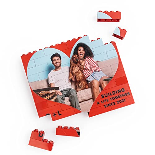 Wanapix | Puzzle Block Selbst Gestalten | Personalisiertes Block Puzzle mit Foto und Text | Kompatibel mit Legosteinen | Personalisiertes Fotopuzzle | Originelles Puzzle | 49 Teile | ROT von Wanapix