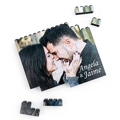 Wanapix | Puzzle Block Selbst Gestalten | Personalisiertes Block Puzzle mit Foto und Text | Kompatibel mit Legosteinen | Personalisiertes Fotopuzzle | Originelles Puzzle | 49 Teile | SCHWARZ von Wanapix