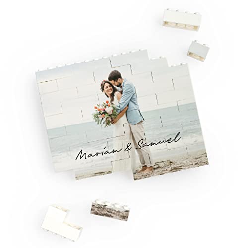 Wanapix | Puzzle Block Selbst Gestalten | Personalisiertes Block Puzzle mit Foto und Text | Kompatibel mit Legosteinen | Personalisiertes Fotopuzzle | Originelles Puzzle | 49 Teile | Weiss von Wanapix