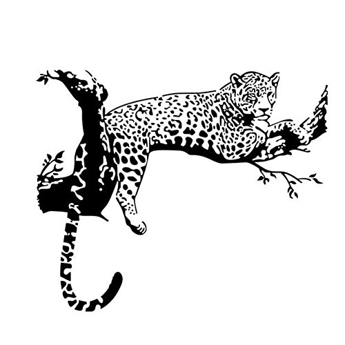 WandSticker4U®- XXL Wandsticker LEOPARD Schwarz (86x72 cm) I Wandtattoo Wohnzimmer Modern schwarz Safari Tiere Afrika Savanne I Wand Aufkleber Jugendzimmer Küche Kamin Flur Deko GROß von WandSticker4U