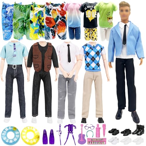 18 Pack of Clothes and Accessories Compatible with Ken doll, Kleidung und Zubehör 1 Anzug 6 Freizeitoberteile Hosen 1 Badeshorts 4 Schuhe und Schwimmzubehör für 12 Zoll Jungen Puppen 18 Pack of Clothes and Accessories Compatible with Ken doll, Kleidung und Zubehör 1 Anzug 6 Freizeitoberteile Hosen 1 Badeshorts 4 Schuhe und Schwimmzubehör für 12 Zoll Jungen Puppen von WanderGo