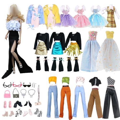 29-teiliges Mode-Puppen-Kleidungsset für 29 cm große Puppen – gelbe Themen-Outfits mit Fellschals, Prinzessinnenkleidern, Retro-Top-Hosen und 15 passenden Accessoires 29-teiliges Mode-Puppen-Kleidungsset für 29 cm große Puppen – gelbe Themen-Outfits mit Fellschals, Prinzessinnenkleidern, Retro-Top-Hosen und 15 passenden Accessoires von WanderGo