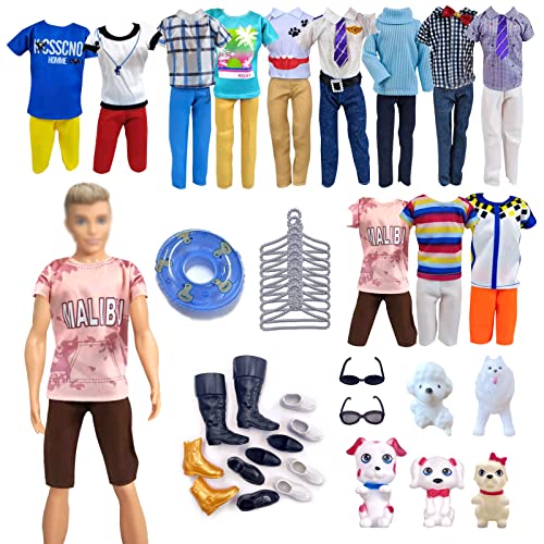 51 Stück Kleidung und Zubehör Kompatibel mit Ken-Puppen, 11 lässige Oberteile, 7 Hosen, 5 Hosen für Jungen, Kleiderbügel, 11.5inch Jungenpuppen 51 Stück Kleidung und Zubehör Kompatibel mit Ken-Puppen, 11 lässige Oberteile, 7 Hosen, 5 Hosen für Jungen, Kleiderbügel, 11.5inch Jungenpuppen von WanderGo