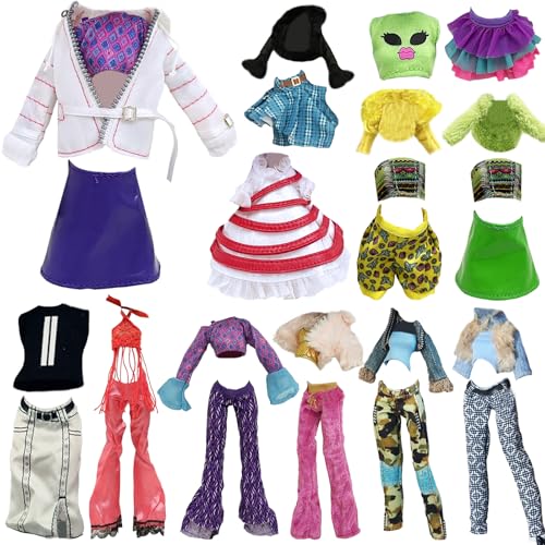 6 Sets Puppenkleidung für 27,9 cm große Monster-Mädchen-Puppe, zufälliger Stil, modische Outfits, lässige Plüschjacke, Shorts, Rock, Oberteil, Hose, Kleid (keine Puppe) von WanderGo