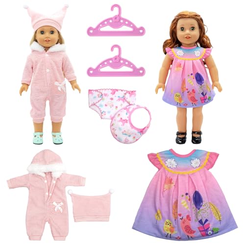 Baby Puppe Kleidung Kompatibel mit Baby neu geboren Kleidung 36-43 cm Puppe, Inklusive rosa Kapuzenbody + rosa und lila Vogelrock + rosa Einhorngamaschen mit Faden ,Geschenke für Mädchen Baby Puppe Kleidung Kompatibel mit Baby neu geboren Kleidung 36-43 cm Puppe, Inklusive rosa Kapuzenbody + rosa und lila Vogelrock + rosa Einhorngamaschen mit Faden ,Geschenke für Mädchen von WanderGo