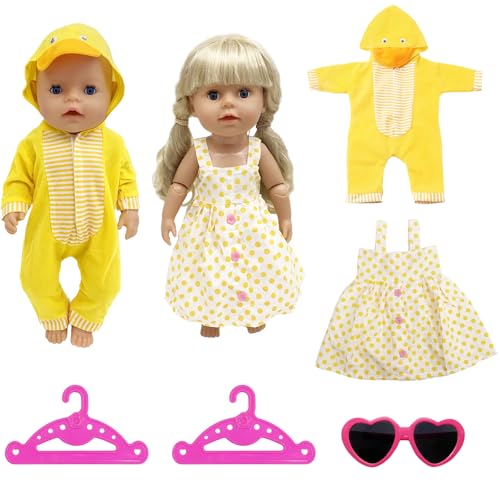 Puppenkleidung 30-45cm, Puppenkleider für Baby Puppen New Born Enthält 1 Jumpsuit, 1 Kleid, 1 Sonnenbrille, 2 Kleiderbügel füR 12-18 Zoll/30-45cm Puppen Puppenkleidung 30-45cm, Puppenkleider für Baby Puppen New Born Enthält 1 Jumpsuit, 1 Kleid, 1 Sonnenbrille, 2 Kleiderbügel füR 12-18 Zoll/30-45cm Puppen von WanderGo