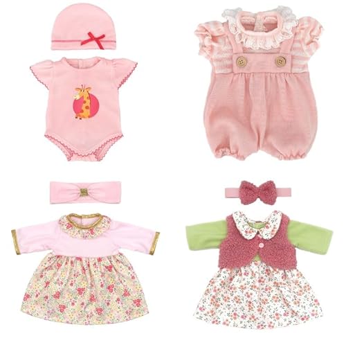 Puppenkleidung Kleidung Outfits für Baby Puppen, Puppenkleidung 35-43 cm, 4 Stücke Puppenkleidung für Babypuppen, Kleidung Bekleidung Outfits für Baby Puppen 14-18Inch von WanderGo